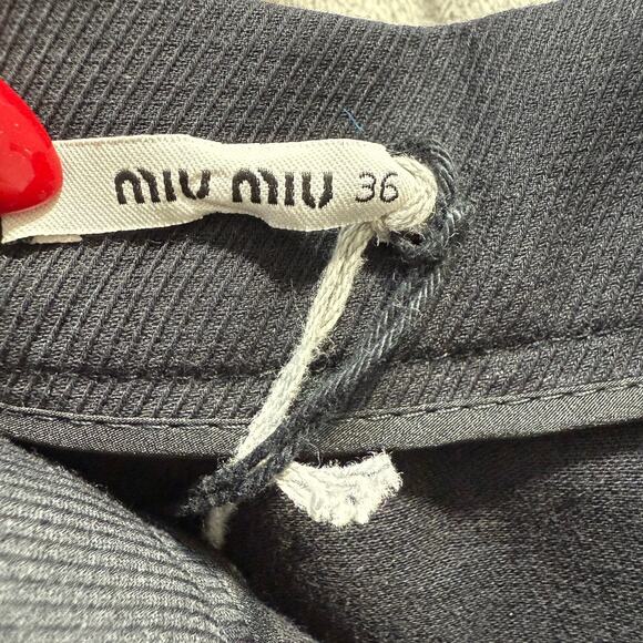 MIU MIU Black Flared Mini Skirt Gabardine Cotton Italy Size 36 Mod Retro NWT - Picture 6 of 8